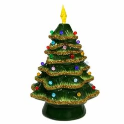 12" Light-Up Gold Glittered Christmas Tree -Fancy Decor House Shop jel0810 01