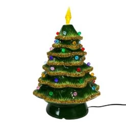 12" Light-Up Gold Glittered Christmas Tree -Fancy Decor House Shop jel0810 03