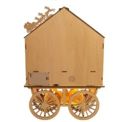 Battery-Operated Light-Up LED Musical Wooden Wagon Christmas Village Scene -Fancy Decor House Shop jel0960 03