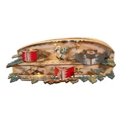 Battery Operated Light-Up Small Christmas Village With Santa -Fancy Decor House Shop jel0985 04