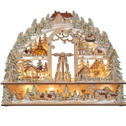 Battery Operated Light-Up Large Christmas Village With Santa