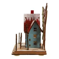 5.5" Battery Operated LED Light-Up Christmas House With Santa -Fancy Decor House Shop jel0989 03