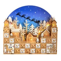15" Battery Operated Light-Up LED Christmas Village With Advent Calendar