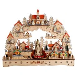 18.5" Wooden LED Light-Up Musical/Motion Christmas Village