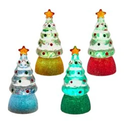 Battery Operated Color Changing LED Water Christmas Tree, 4 Assorted