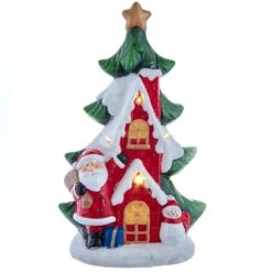 Porcelain Illuminated Christmas Tree With Santa