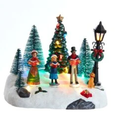 Battery Operated Light-Up Musical Christmas Caroling Scene
