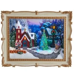 7.48" Battery Operated Light-Up Christmas Village Scene Frame