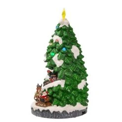 15.7" Battery Operated Lighted Musical Christmas Tree With Moving Train -Fancy Decor House Shop jel1320 03