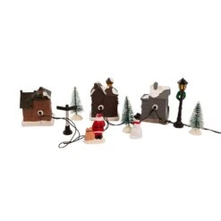 Battery Operated LED Lighted Christmas Village, 11 Pieces -Fancy Decor House Shop jel1324 02