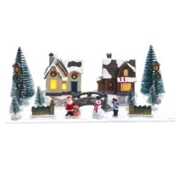 5" Battery Operated LED Lighted Christmas Village, 17 Piece Set