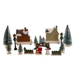 5" Battery Operated LED Lighted Christmas Village, 17 Piece Set -Fancy Decor House Shop jel1325 02