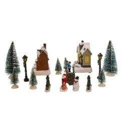 5" Battery Operated LED Lighted Christmas Village, 17 Piece Set -Fancy Decor House Shop jel1325 03