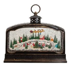 Battery Operated Warm White LED Lighted Big Lantern With Christmas Village Lantern -Fancy Decor House Shop jel2014 02