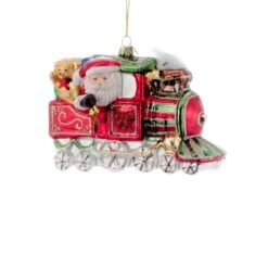 Noble Gems™ Santa On Christmas Train Glass Ornament
