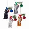 Noble Gems™ Christmas Cat Glass Ornaments, 4 Assorted