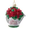 Noble Gems™ Glass Poinsettia "Merry Christmas" Watering Can Ornament