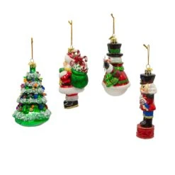 Noble Gems™ Glass 4-Piece Boxed Christmas Ornament Set -Fancy Decor House Shop nbx0101 03