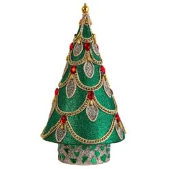 Green Christmas Tree With Red And Gold Accents Table Piece