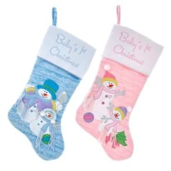 Knitted Baby's 1st Christmas Applique Stockings, 2 Assorted