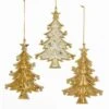 Gold Glitter Christmas Tree Acrylic Ornaments, 3 Assorted -Fancy Decor House Shop t2100