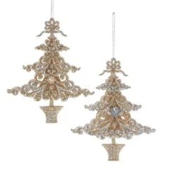 Light Gold And Silver Christmas Tree Ornaments, 2 Assorted