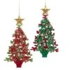 Red, Green And Gold Glittered Christmas Tree Ornaments, 2 Assorted
