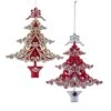Regal Red And Platinum Christmas Tree Ornaments, 2 Assorted