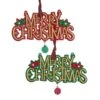 Red, Green And Gold Glittered "Merry Christmas" Sign Ornaments, 2 Assorted