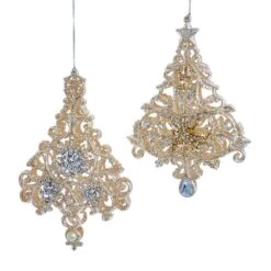 Platinum Christmas Tree Ornaments, 2 Assorted