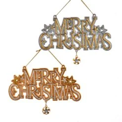Ombré Gold And Silver "Merry Christmas" Ornaments, 2 Assorted