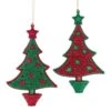 Glittered Red And Green Christmas Tree Ornaments, 2 Assorted