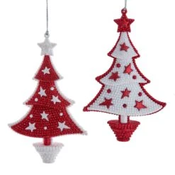 Red And White Christmas Tree Ornaments, 2 Assorted