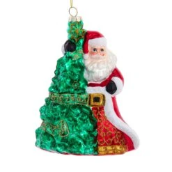 Glass Santa With Christmas Tree Ornament