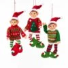 Christmas Elf Ornament, 3 Assorted