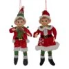 Santa Outfit Christmas Elf Ornaments, 2 Assorted -Fancy Decor House Shop td1730 1