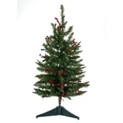 24" Pre-Lit Clear Incandescent Red Berries And Pinecone Christmas Tree -Fancy Decor House Shop tr2331 02