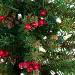 24" Pre-Lit Clear Incandescent Red Berries And Pinecone Christmas Tree -Fancy Decor House Shop tr2331 03