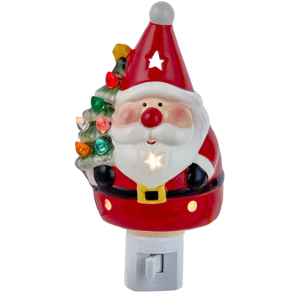 5" Santa With Christmas Tree Night Light 3 5" Santa With Christmas Tree Night Light