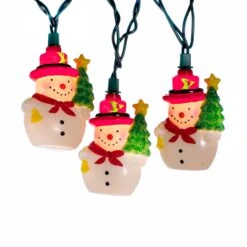 11.5' UL 10-Light Snowman With Christmas Tree Light Set -Fancy Decor House Shop ul4285