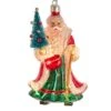 Glass USB Warm White LED Santa With Christmas Tree Ornament