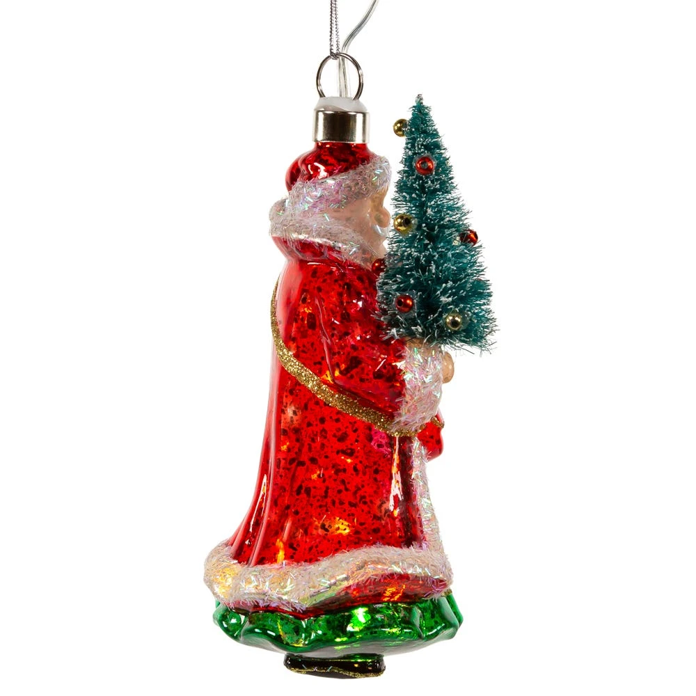 Glass USB Warm White LED Santa With Christmas Tree Ornament 3 Glass USB Warm White LED Santa With Christmas Tree Ornament - Image 2