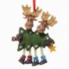 Moose Couple Carrying A Christmas Tree Ornament For Personalization -Fancy Decor House Shop w1162