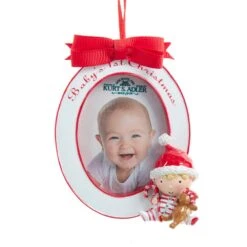 Baby's 1st Christmas Oval Boy Picture Frame Ornament For Personalization