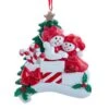 Snowmen Around Christmas Tree With Gifts Family Of 2 Ornament For Personalization