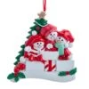 Snowmen Around Christmas Tree With Gifts Family Of 3 Ornament For Personalization