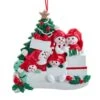 Snowmen Around The Christmas Tree With Gifts Family Of 5 Ornament For Personalization